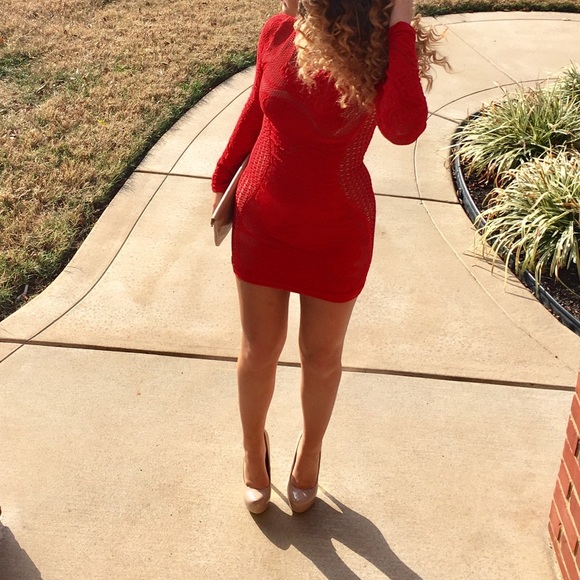 Red Lacy short dress from BEBE - Picture 3 of 6